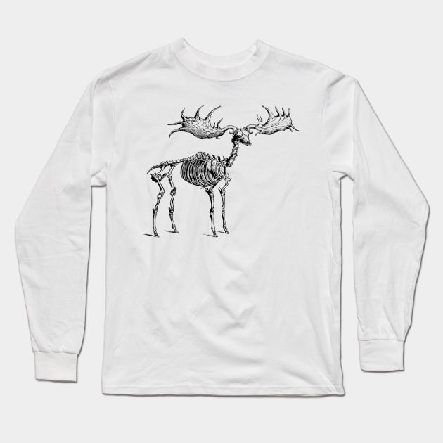 Moose Skeleton Long Sleeve T-Shirt by KnuckleTonic